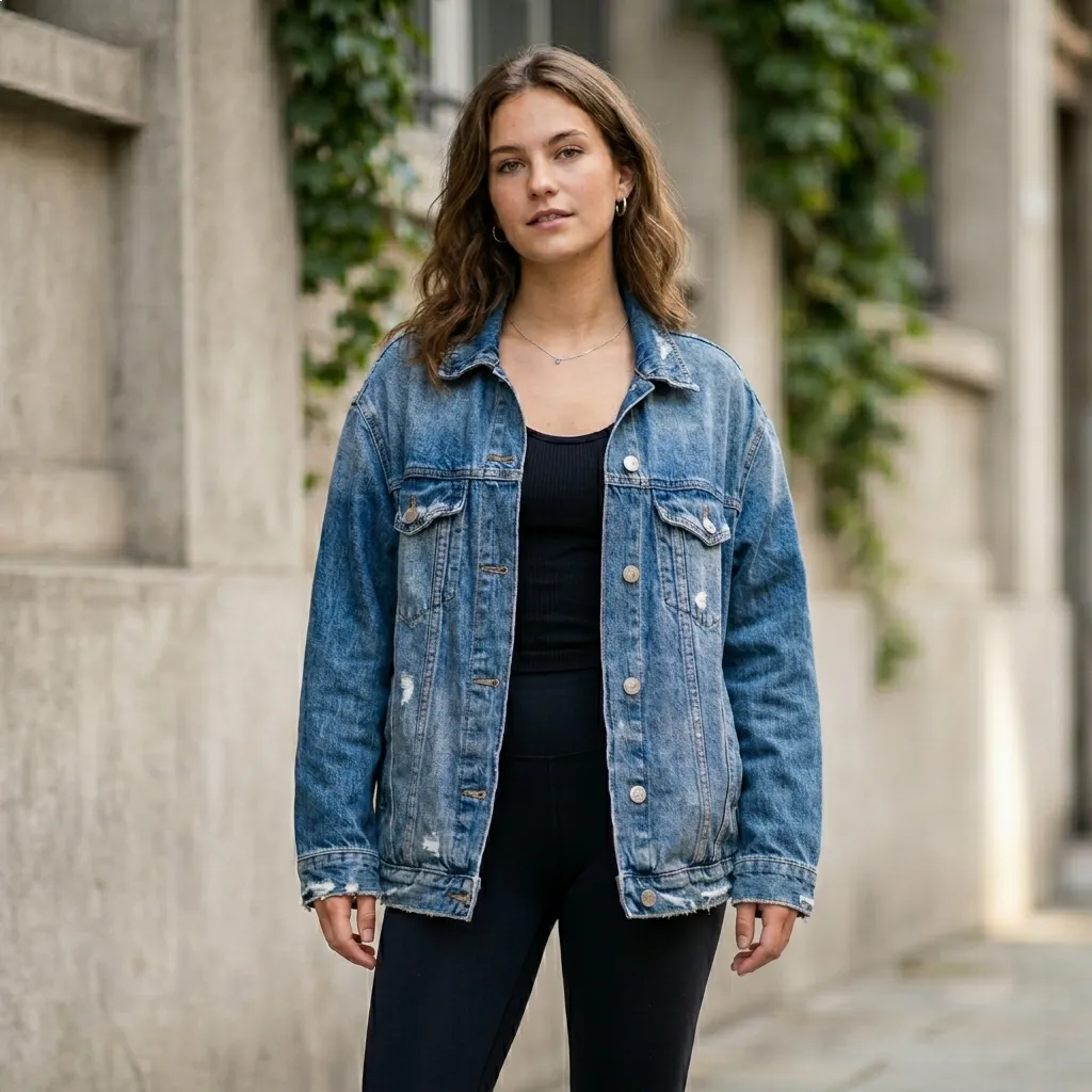 7. Oversized Denim Jacket + Leggings