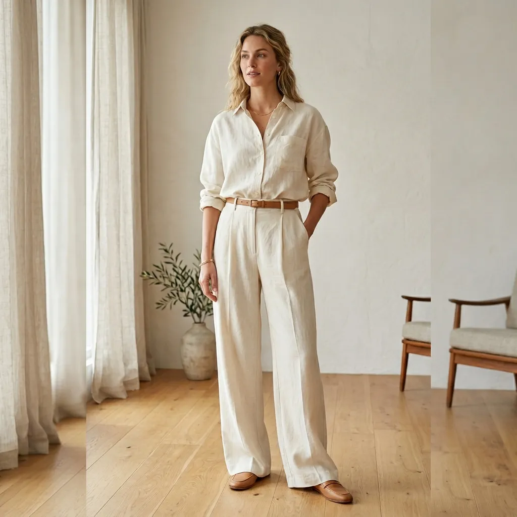 Loose Button-Down + Wide-Leg Trousers