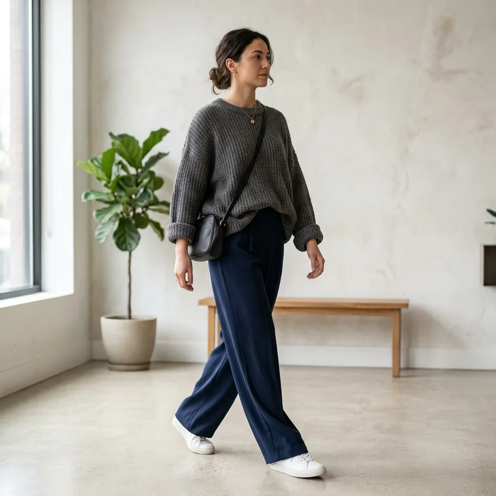 Loose Sweater + Wide-Leg Pants