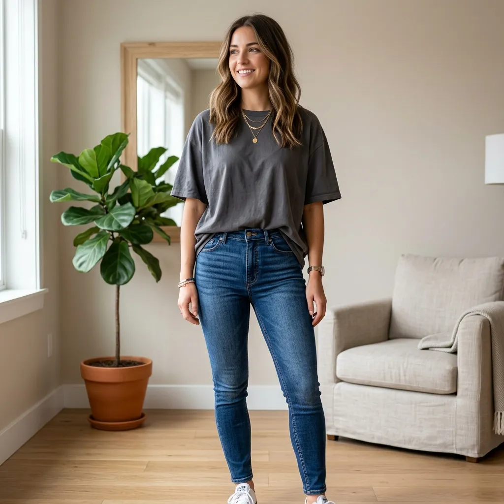 Oversized T-Shirt + Skinny Jeans