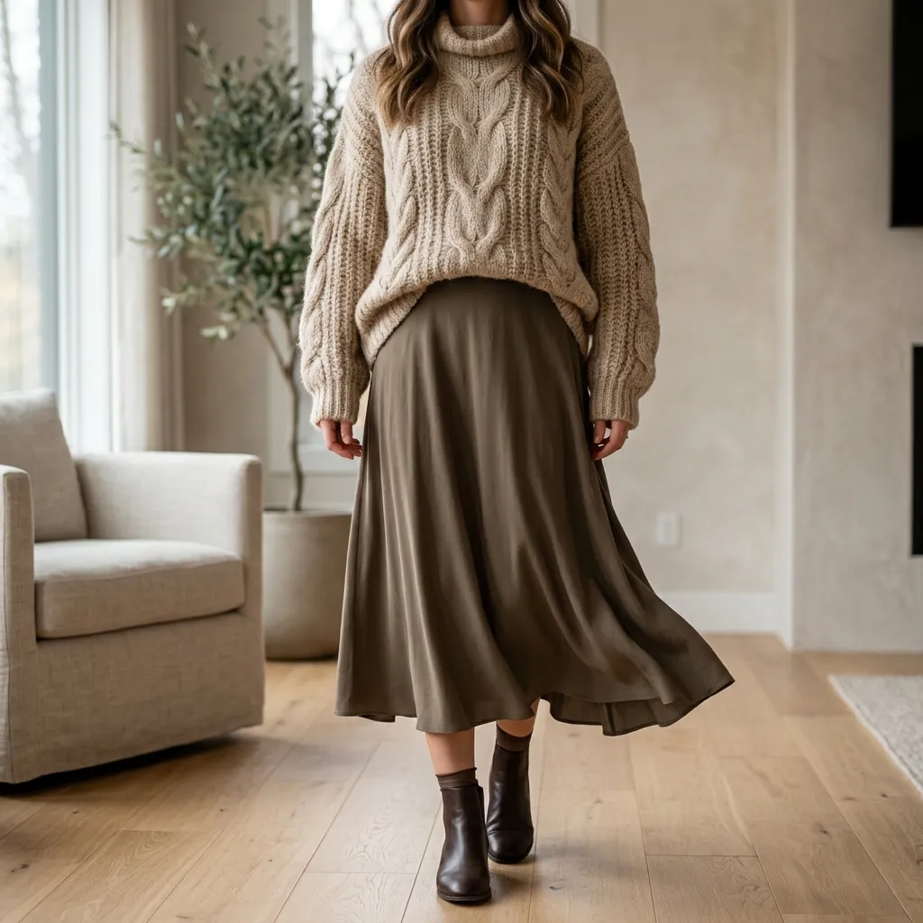 Relaxed Knit Sweater + Midi Skirt